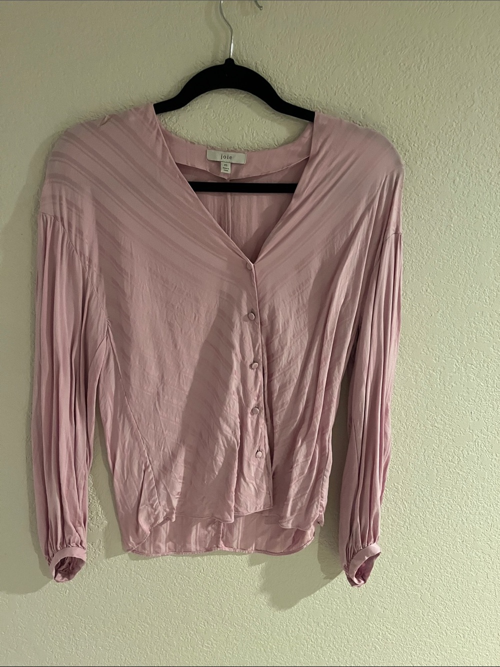 Joie Pale Pink Button-Front V-Neck Blouse